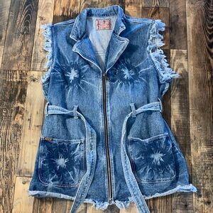 Vintage Revolt  Blue Denim Zip up Vest